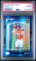 2024 Panini Donruss Optic #209 Bo Nix Blue Hyper PSA 10
