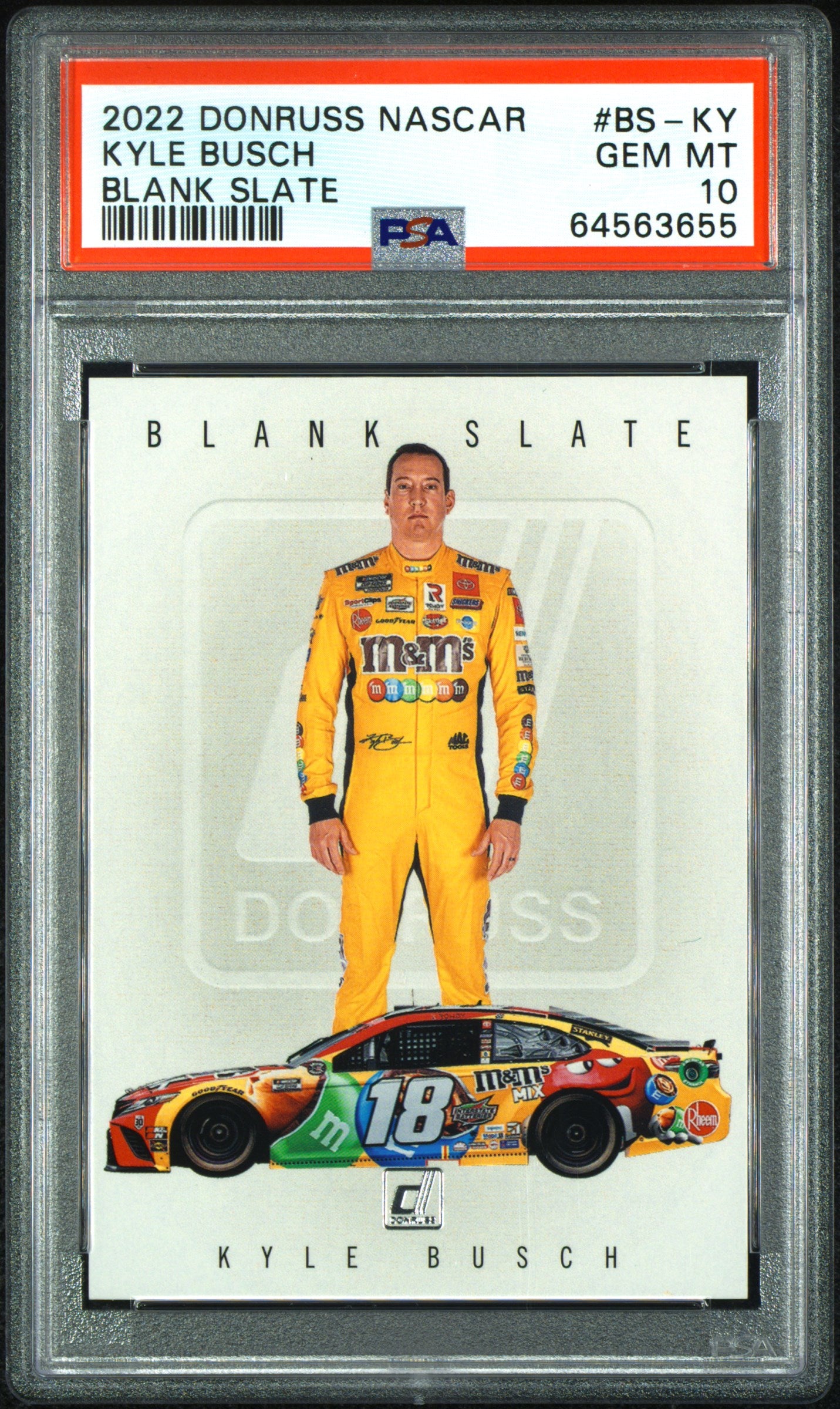 2022 Donruss NASCAR Kyle Busch #BS-KY Blank Slate PSA 10 Gem Mint Pop 1