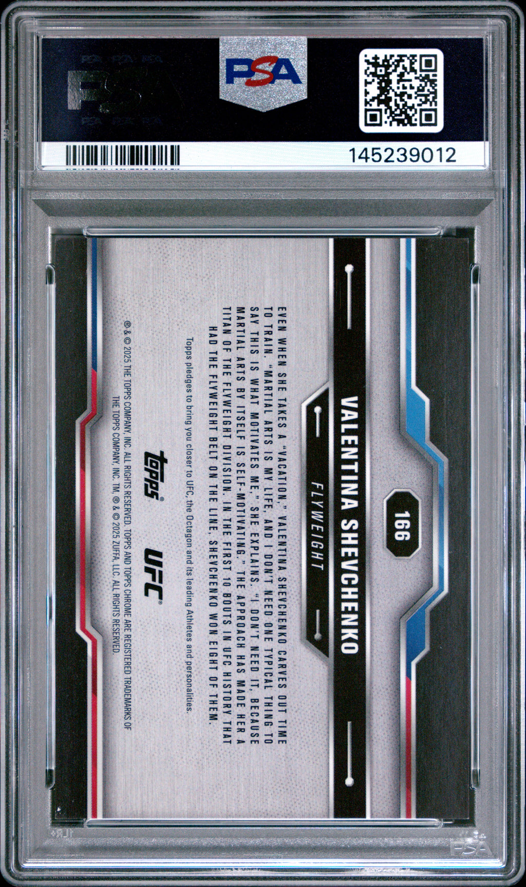 2025 Topps Chrome Ufc #166 Valentina Shevchenko Gold Refractor PSA 9