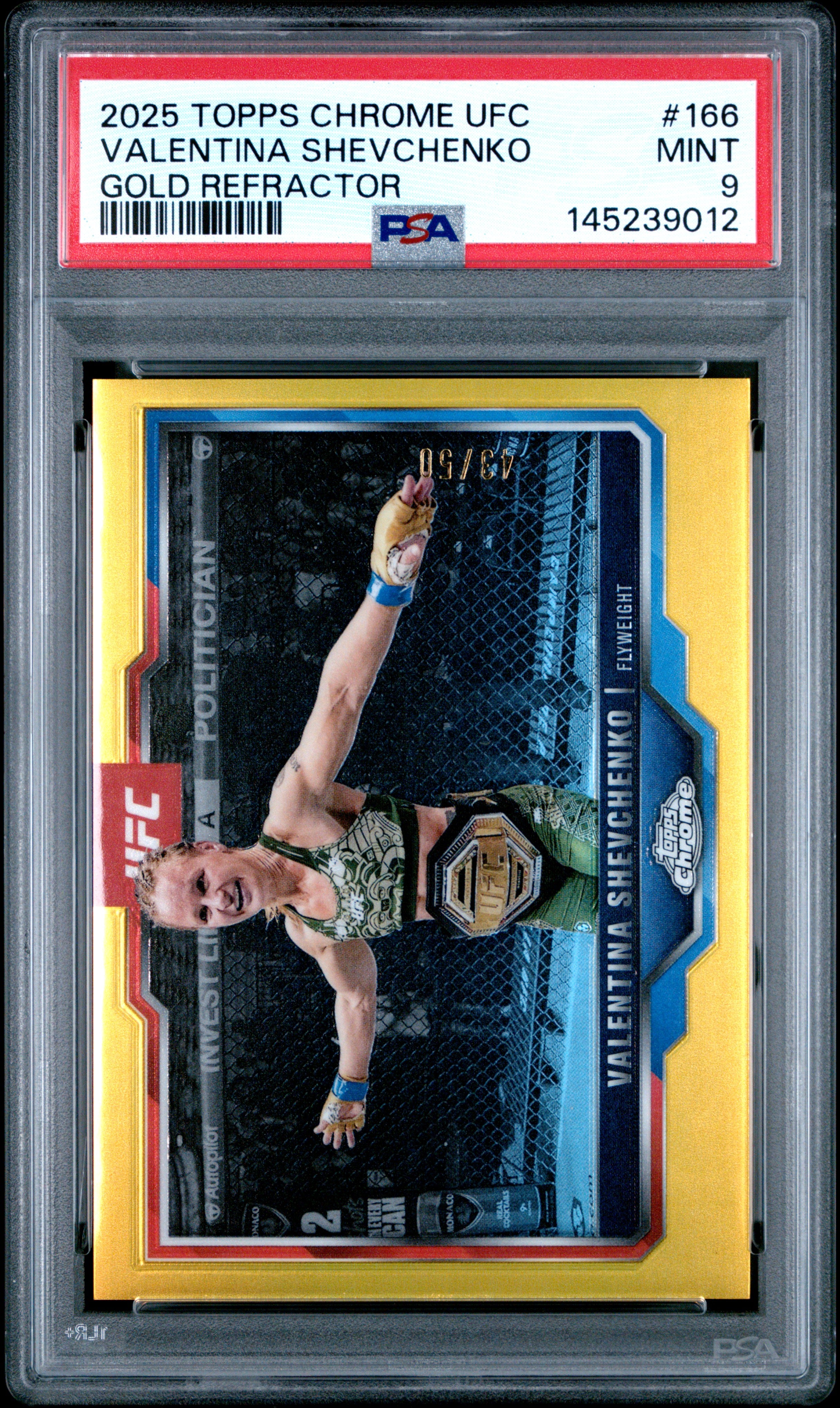 2025 Topps Chrome Ufc #166 Valentina Shevchenko Gold Refractor PSA 9