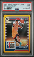2023 Panini Hoops Premium Stock #298 Brandon Miller Gold Prizm PSA 9
