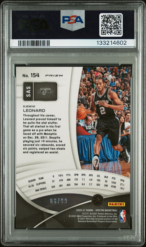2020 Panini Spectra #154 Kawhi Leonard Celestial PSA 9 POP 1